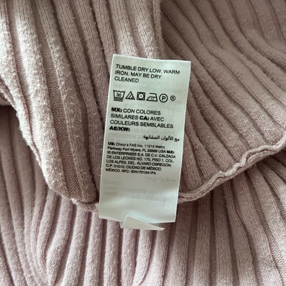 Chico’s soft rose ribbed sweater. size 1. Small 8. Cowl neck with slits on sides - Picture 7 of 10